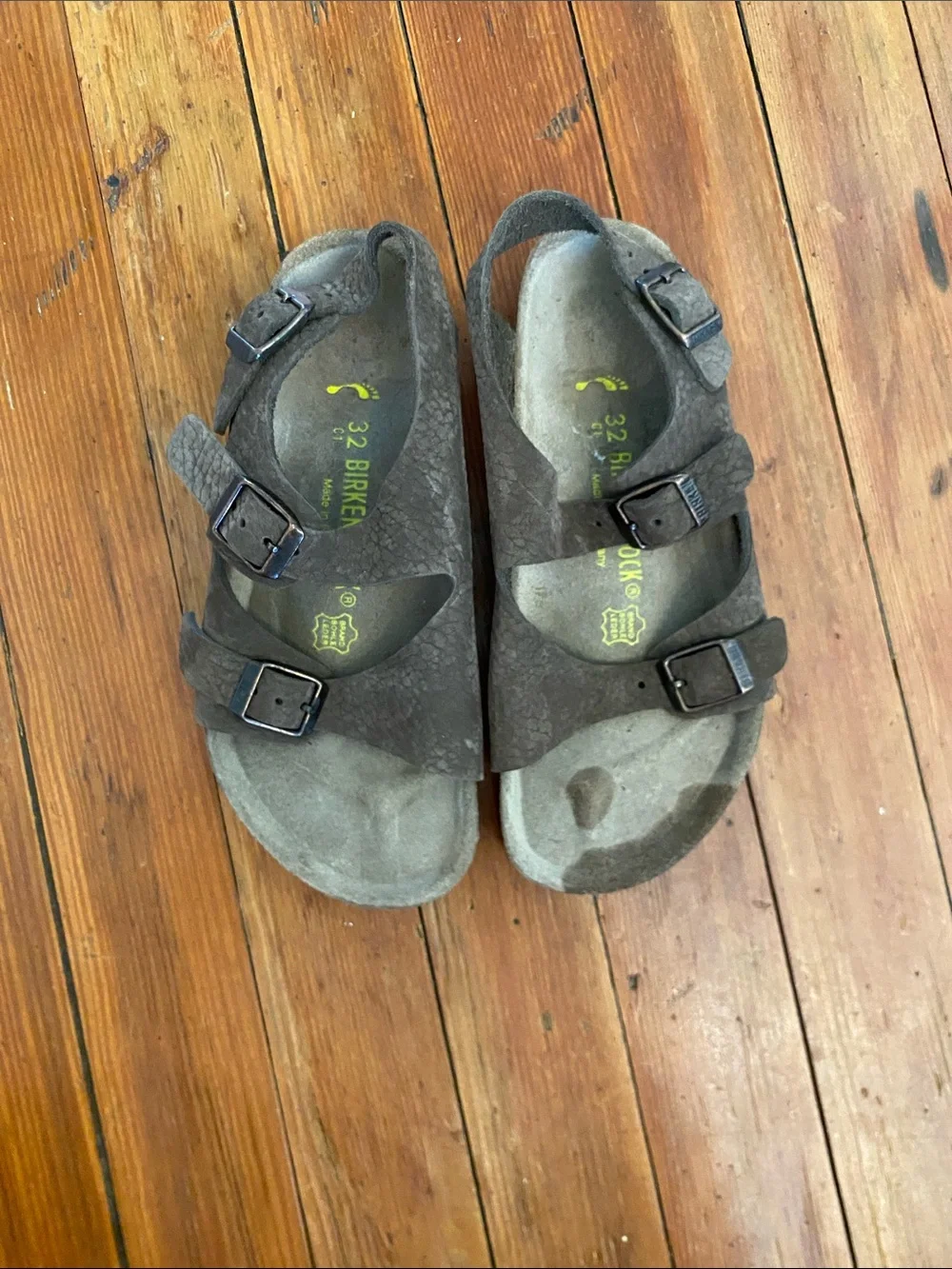 Birkenstock Kids Brown Leather Sandals with Back Strap Size 1 / 32 Kid